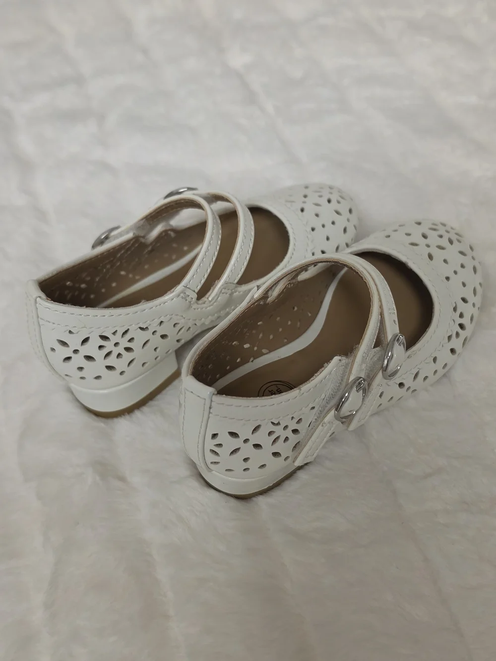 wonder nation White Laser-Cut Double-Strap Mary Jane Dress Shoes